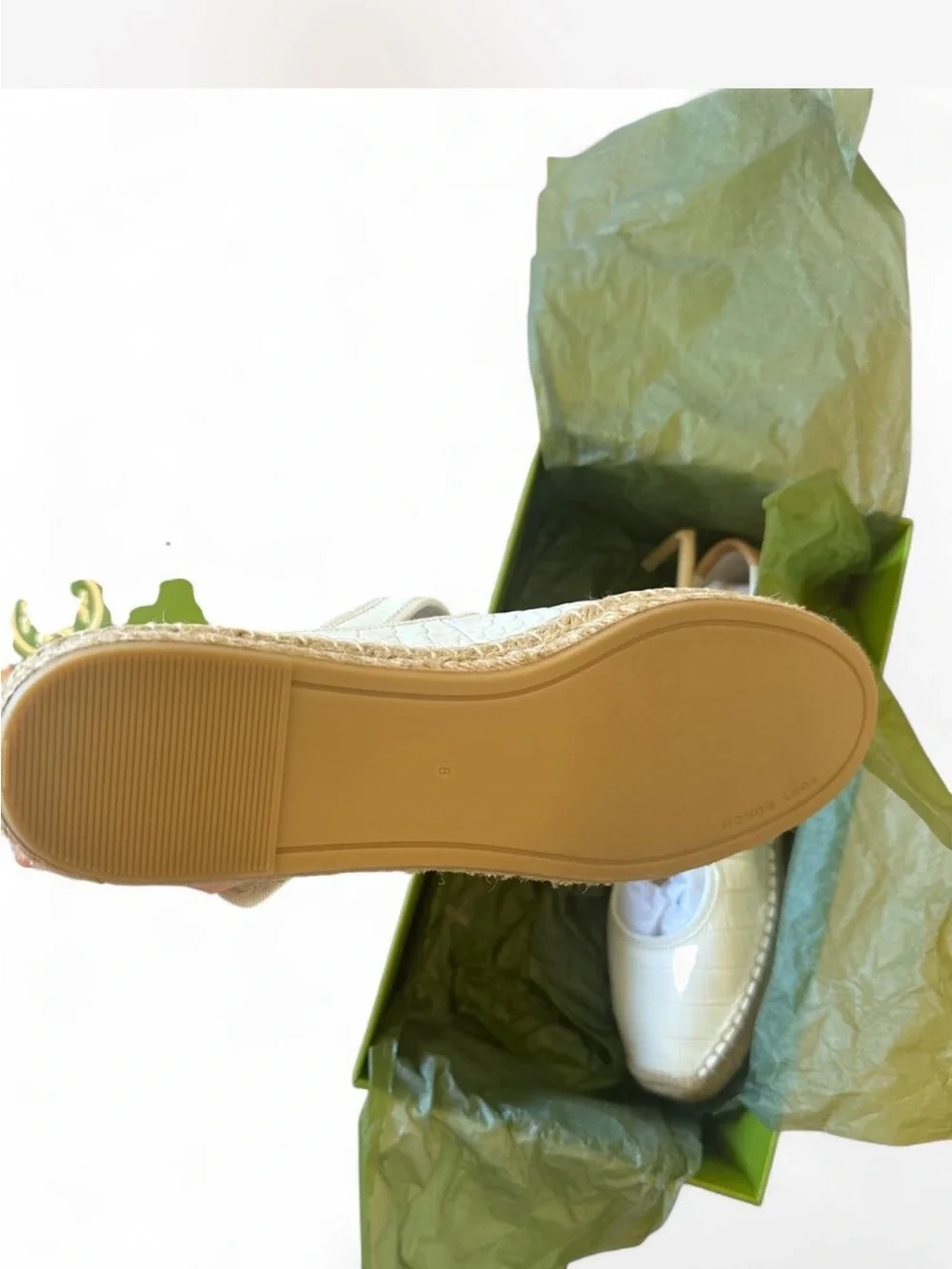 Tory Burch White Croc-Embossed Mary Jane Espadrille